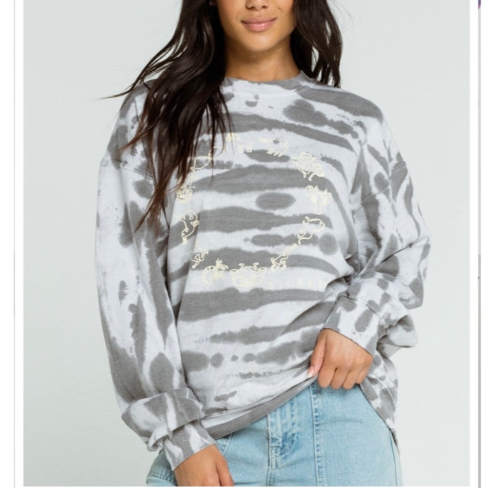 BDG Sacred Symbol Tie Dye Crew Sweatshirt